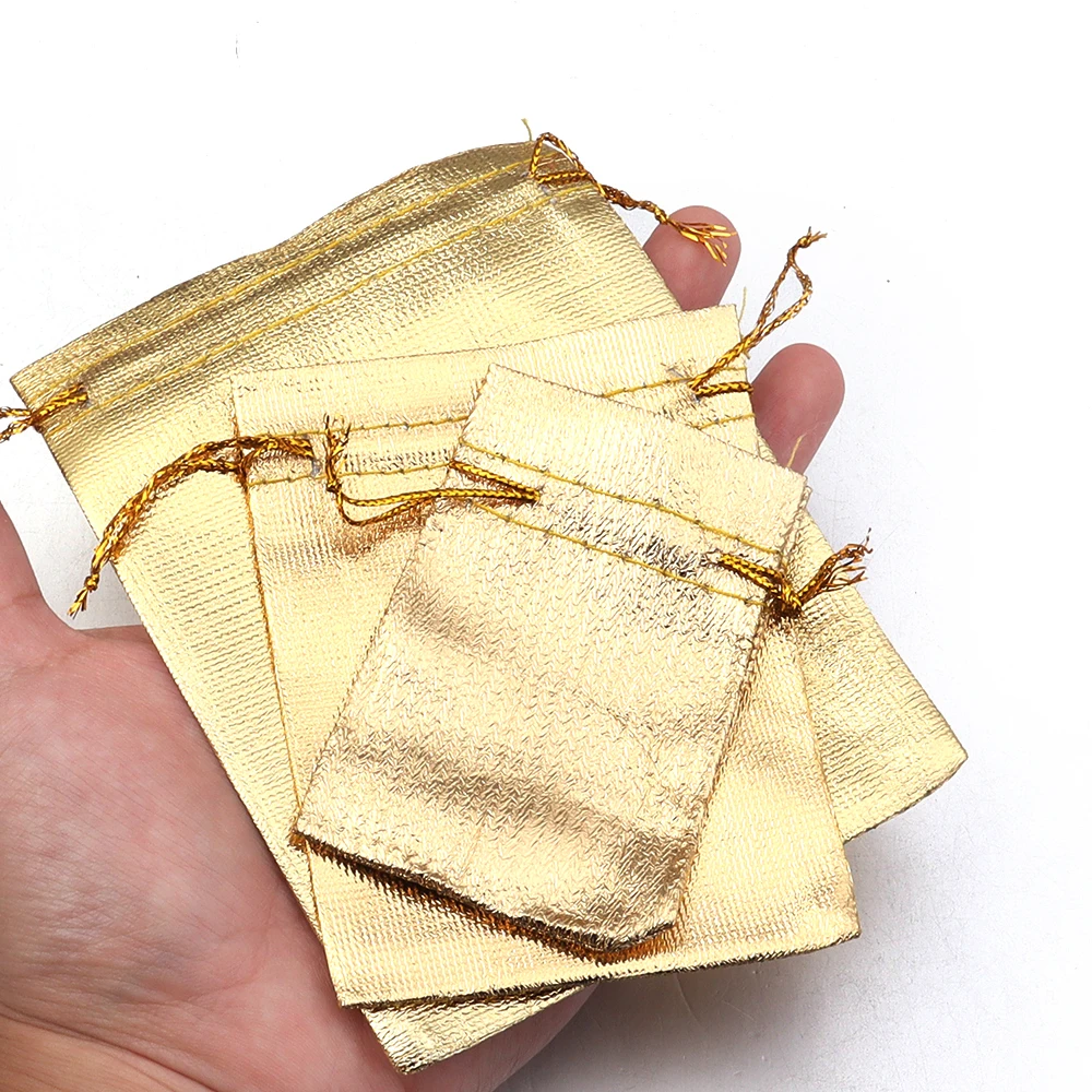 

5/10pcs Multi-size Gold Gift Drawstring Bags Pouches For Wedding Party Favour Candy Bags Favor Pouches Drawstring Gift Bags