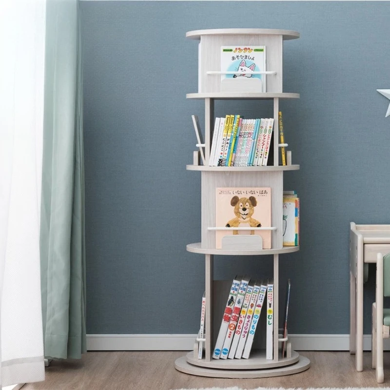 

Rotating bookshelf 360-degree bookcase multi-layer storage household living room against the wall Children's floor