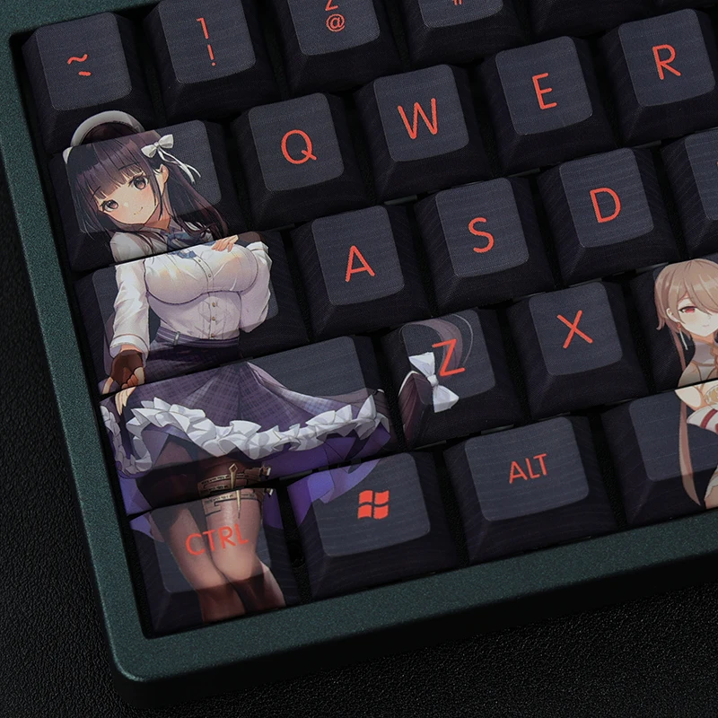 108 Key Black Silk Wife Keycaps Pbt Hot Sublimation Two-dimensional Full Wife Chreey Factory Standard Key Caps for 60 87 104 108