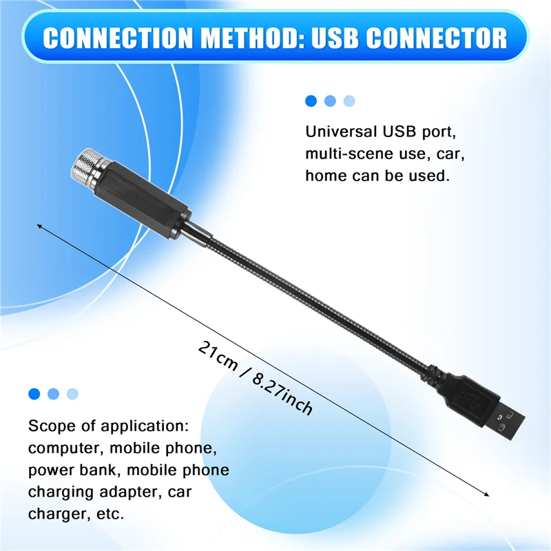 LICE-Car Светодиодные огни звездного неба Атмосфера интерьера автомобиля Потолочная ночная звезда Лампа USB Атмосферные огни