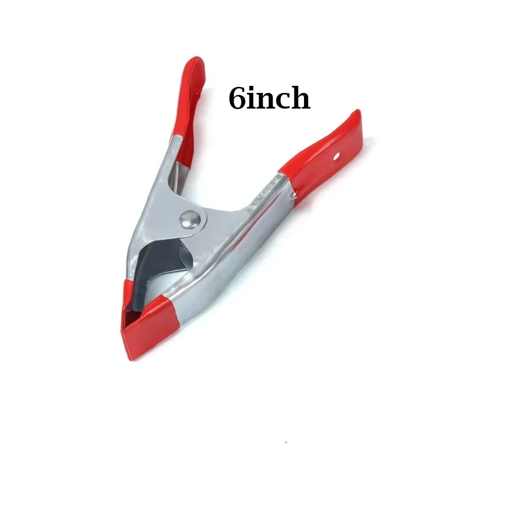 10/8/3/2/1pcs 2/4/6 Inch Mini Metal Heavy Duty Spring Clamps Crocodile Clip Red Plastic Tips Tool Clips Grip Holder