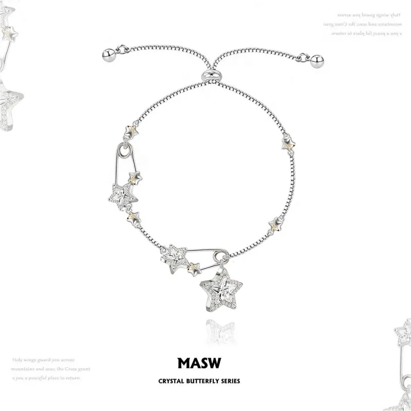 MASW Original Design 2026 Trend New Delicate Sweet Pull-string star-shaped pin bracelet For Women Wedding Gifts Fashion Jewelry