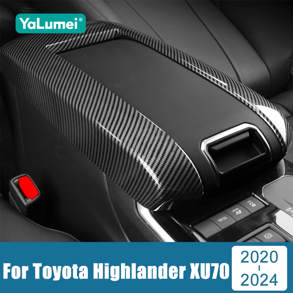 

For Toyota Highlander XU70 2020 2021 2022 2023 2024 ABS Carbon Car Central Armrest Box Cover Decoration Frame Trim Sticker