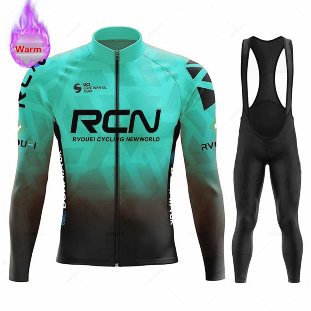 New Rcn Winter Thermal Fleece Cycling Jersey Set Bicicleta Outdoor Bike Clothes MTB Ropa Ciclismo Bib Pants Set Bicycle Clothing