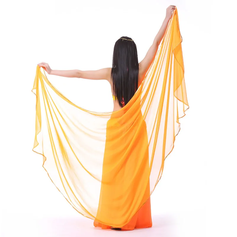 Purple Gold Trimming Chiffon Veil Flowy Handheld Scarf Oriental Belly Dance Accessory Suitable for Stage Performance Photoshoot