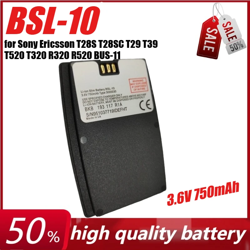 

3.6V 750mAh BSL-10 Battery for Sony Ericsson T28S T28SC T29 T39 T520 T320 R320 R520 BUS-11