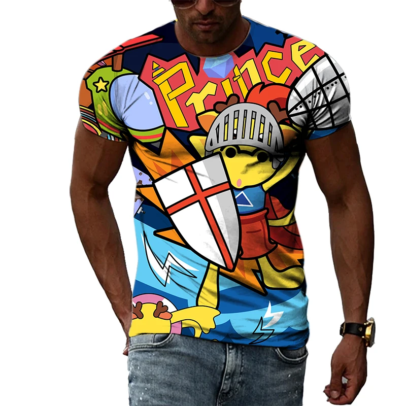 

Summer Abstract Cartoon 3D high pixel Print Men T-shirts hip hop leisure Anime Short Sleeve Crew Neck Tees Harajuku Top