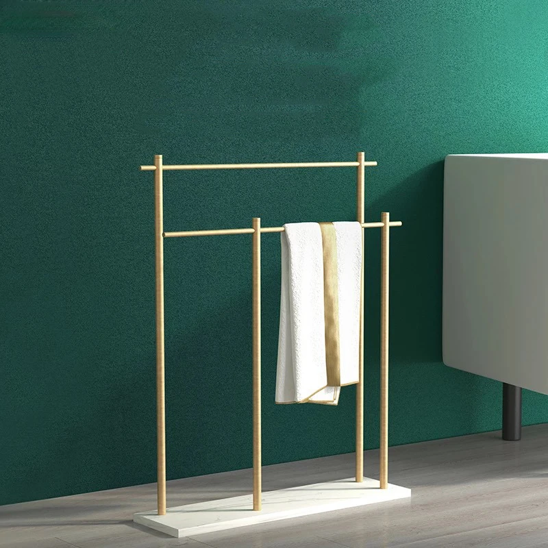 

Gold Brushed Natural Marble Stand Towel Shelf Luxury Floor Towel Rack Floor Stand Style Floor Towel Rack Storage Rack