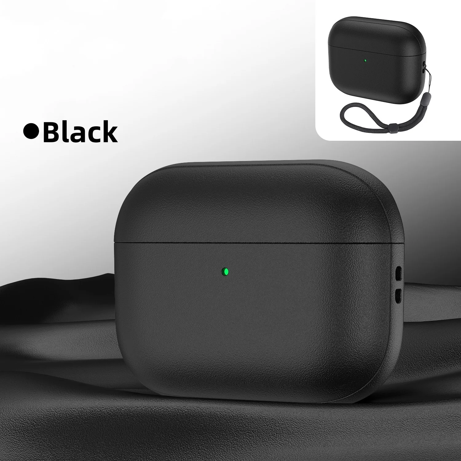 

For Airpods Pro 3 Case Leather Texture Soft TPU Drop Protective Shockproof Case with Lanyard and Cleaning Kit for Airpods Pro 3