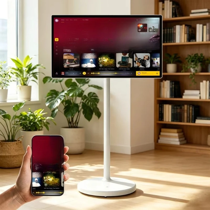 Factory direct sales 24-inch mobile touchscreen, scrolling display with stand, built-in battery, suitable for home, office