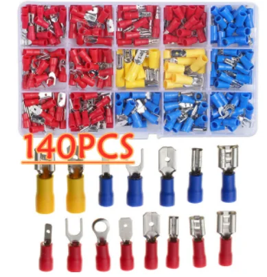 Geïsoleerde kabelconnector Elektrische draad Crimp Spade Butt Ring Vork Set Ring Elektrische krimpschoenen Gerolde terminals Diverse kit