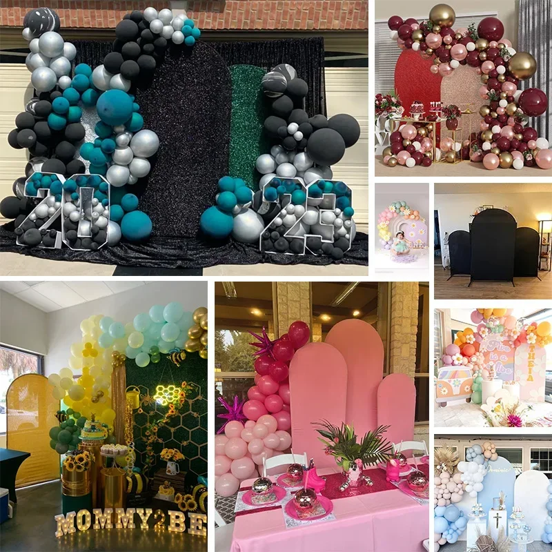 Fantasia dos desenhos animados arco-íris festa arco cobre branco elastano cabido 2-face festa arco suporte cobre redondo superior arco pano de fundo cobre