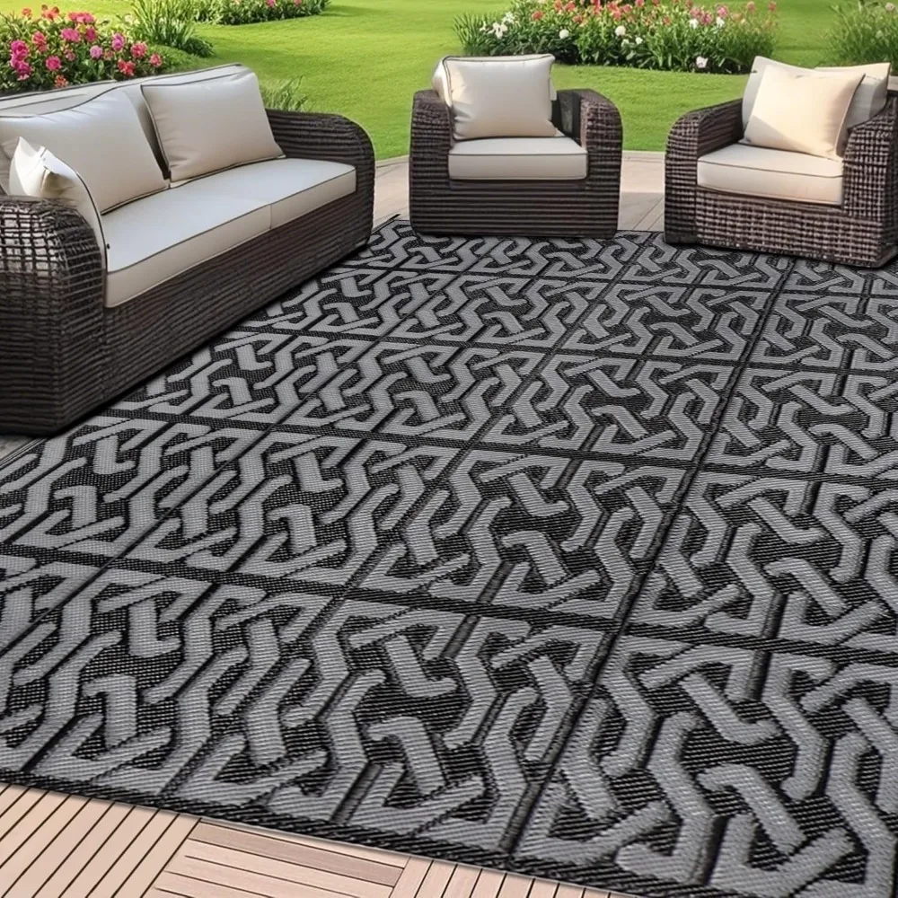 

Reversible Mats, Plastic Straw Rug, Modern Area Rug, Large Floor Mat and Rug for Outdoors, RV, Patio, Backyard, Deck