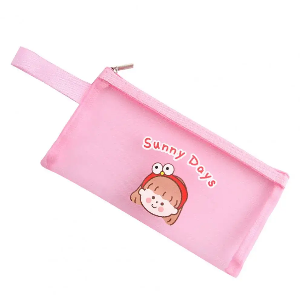 Creative Stationery Bag  Rectangle Lightweight Pencil Case  Cartoon Animal Mesh Pencil Bag