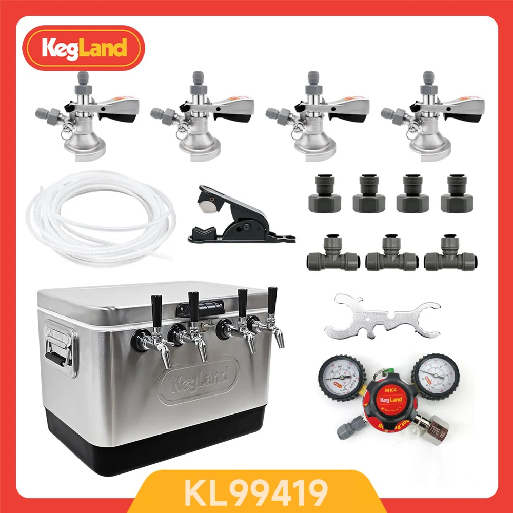 KegLand - Kits de Dispensador de Cerveza de Cuatro Grifos, Caja Refrigerante Aislada con Grifo de Cerveza, 50L, Caja Refrigerante para Cerveza Artesanal, Bar, Camping al Aire Libre
