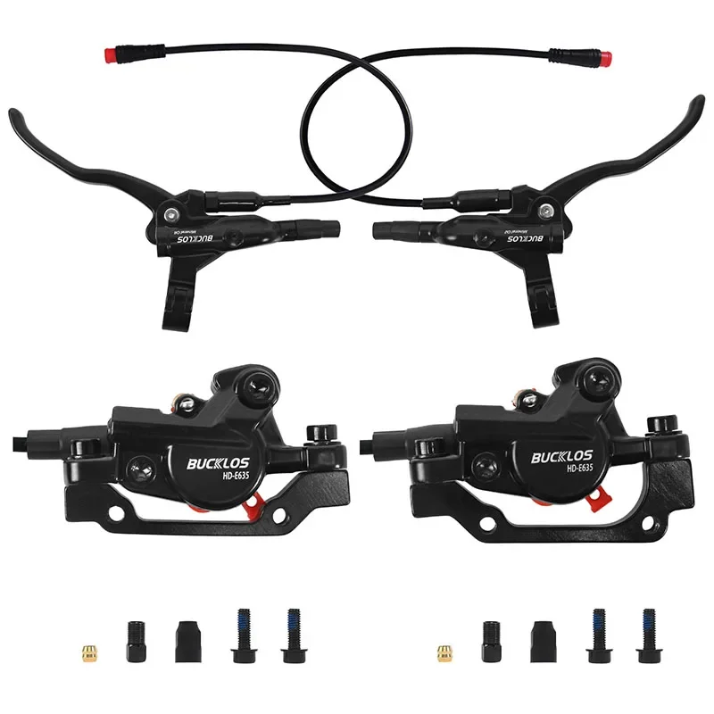 BUCKLOS Power Off Electric Bicycle Brakes 2 Piston with G3 Rotor E-Bike Hydraulic Disc Brake Set Aluminum Alloy Bike Brakes