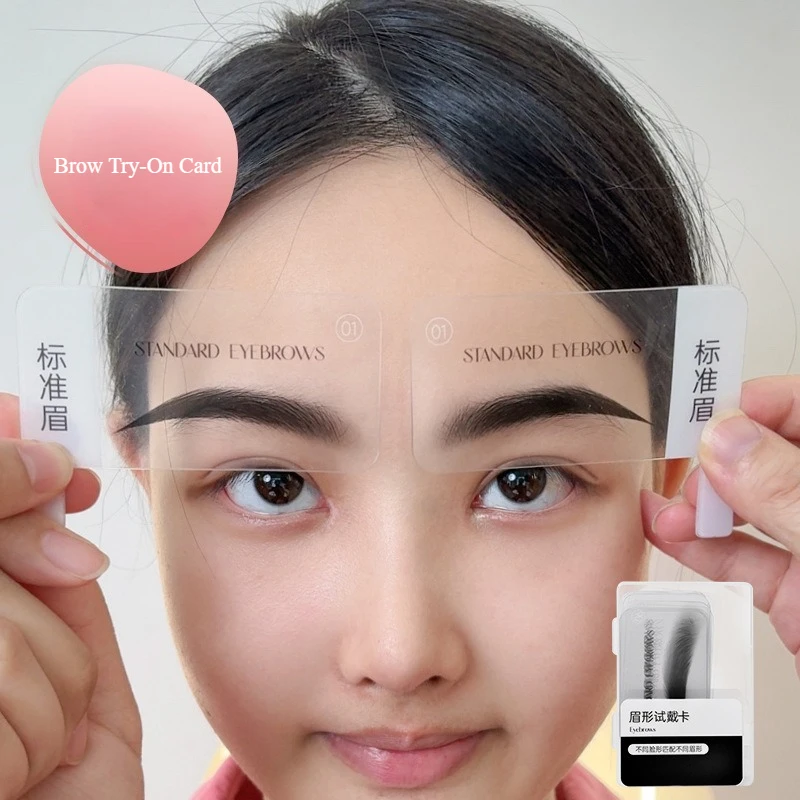 Tarjeta de prueba con forma de cejas de 6 pares: 12 estilos populares para una selección rápida de clientes, tarjeta de plantilla con forma de ceja, simula el efecto de cejas