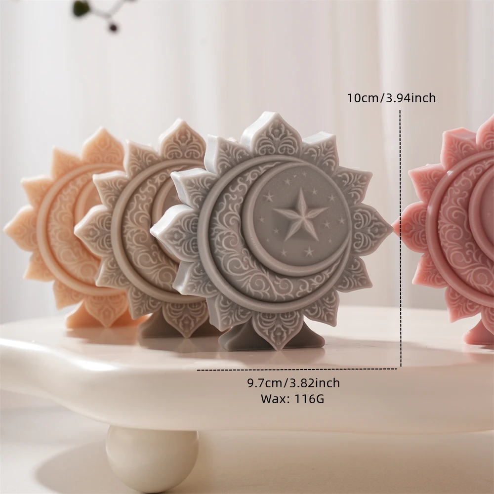 

Islamic Muslim Star Candle Mould Flower Moon Ramadan Kareem Decor Candle Silicone Mold Soy Wax Mold Eid Mubarak Ramadan Decor