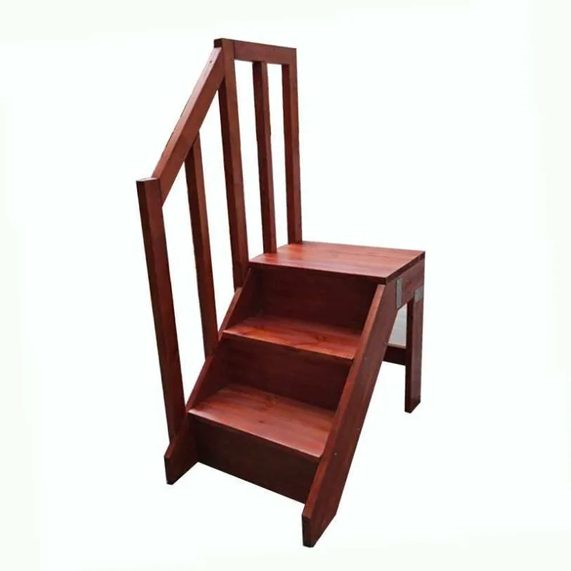 Household unilateral mobile solid wood ladder corner, rotating platform stage steps stairs