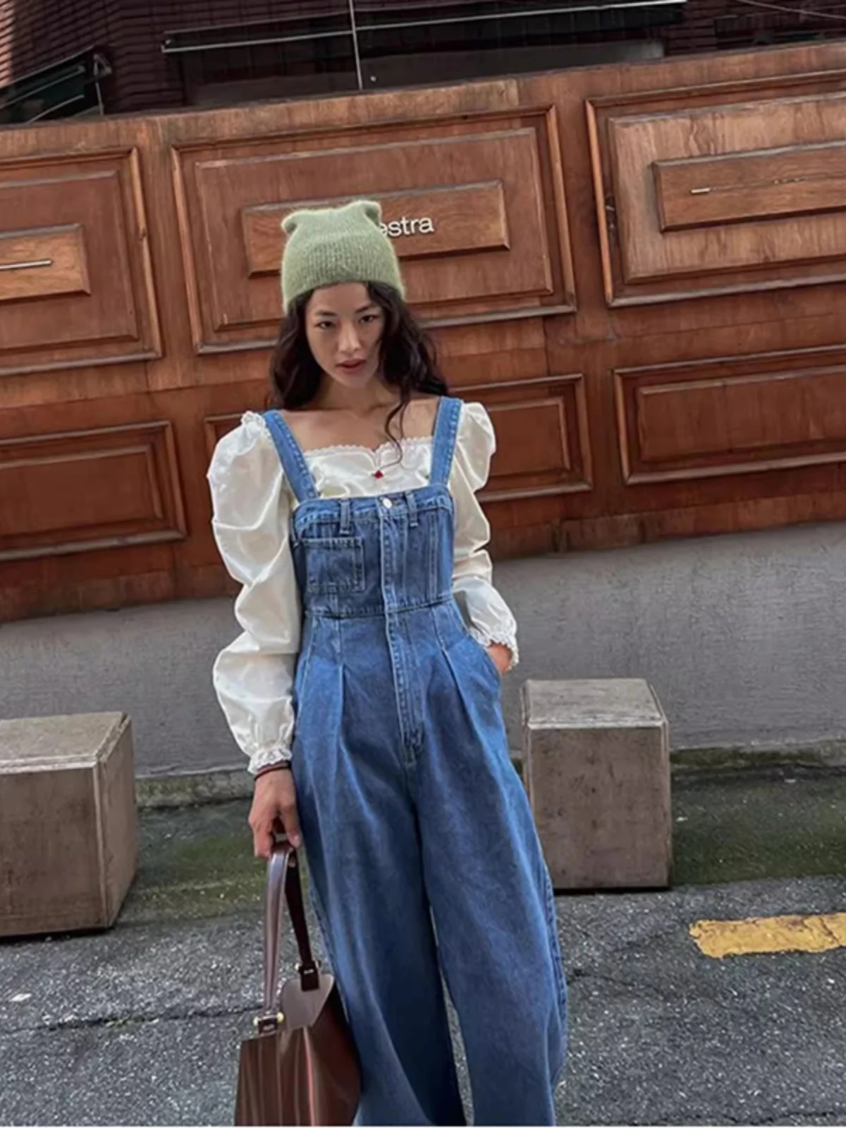 

High Waist Wide Leg Denim Overalls Women's Loose Fit Floor Length Pants Dongda Gate Sle Spring 2024 Collection