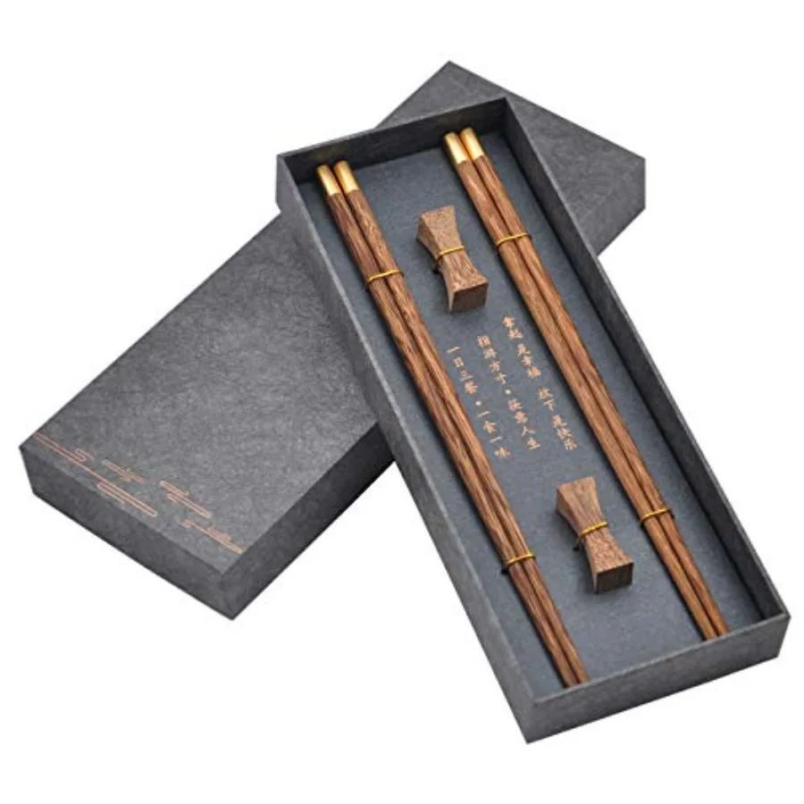 

Wooden Chopsticks Reusable with Case, Chinese Chop Sticks Set with Holder 2 Pair