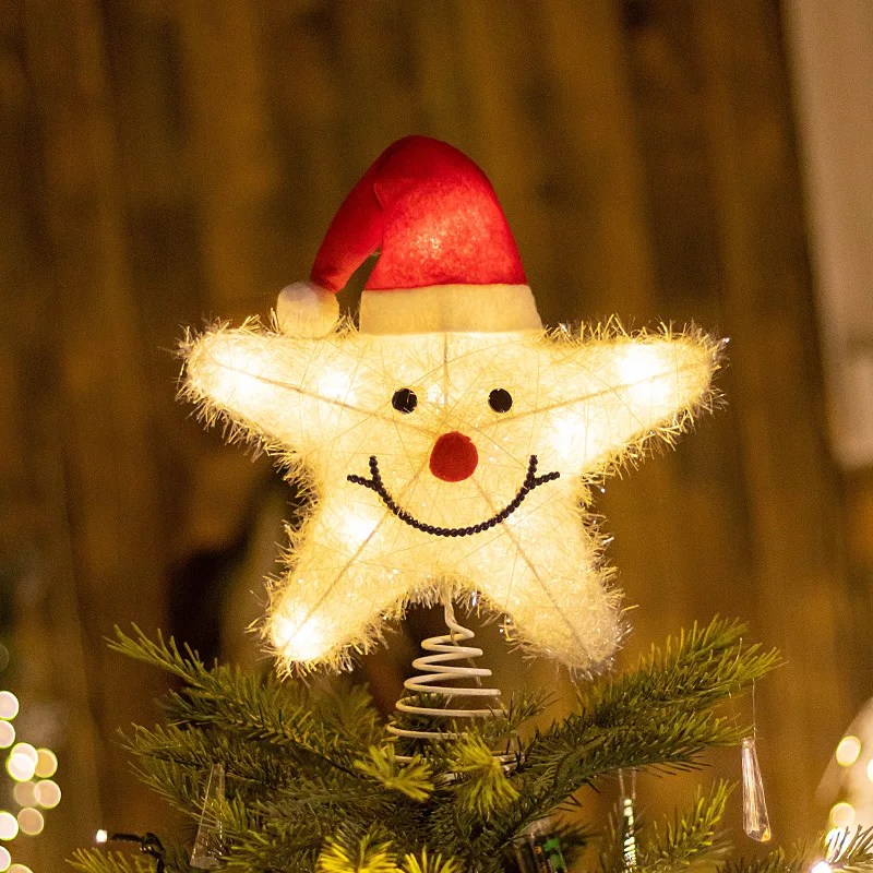 Weihnachtsbaum LED Stern Baum Topper Batteriebetriebene Baumkrone Dekoration Hängende Weihnachtsdekoration Ornament Topper Weihnachtsstern