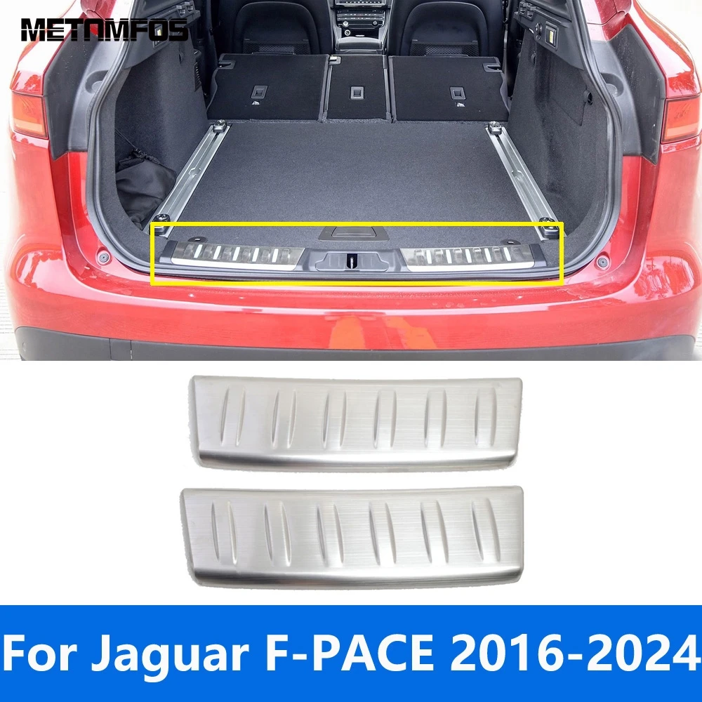 Car Accessories For Jaguar F-PACE 2016-2022 2023 2024 Interior Rear Trunk Bumper Foot Plate Tailgate Door Sill Scuff Guard Plate