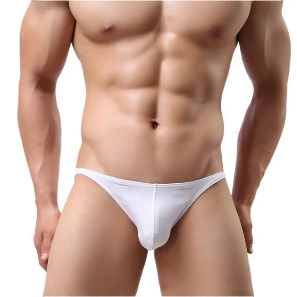 Sexy Men Underwear Sexy Ultra Thin Cotton Men\'s Briefs Thong Interior U Convex Elastic Panties Underpants