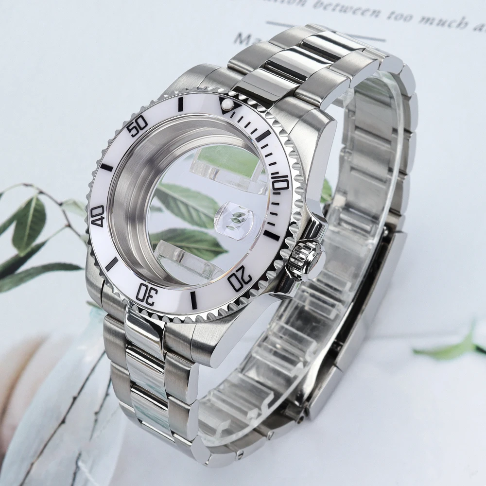 

High Quality NH35 40mm Watch Case Steel Bracelet Ceramic Bezel For GMT NH34 NH35 NH36 NH38 Miyota 8215 Eta 2824 Sapphire Glass