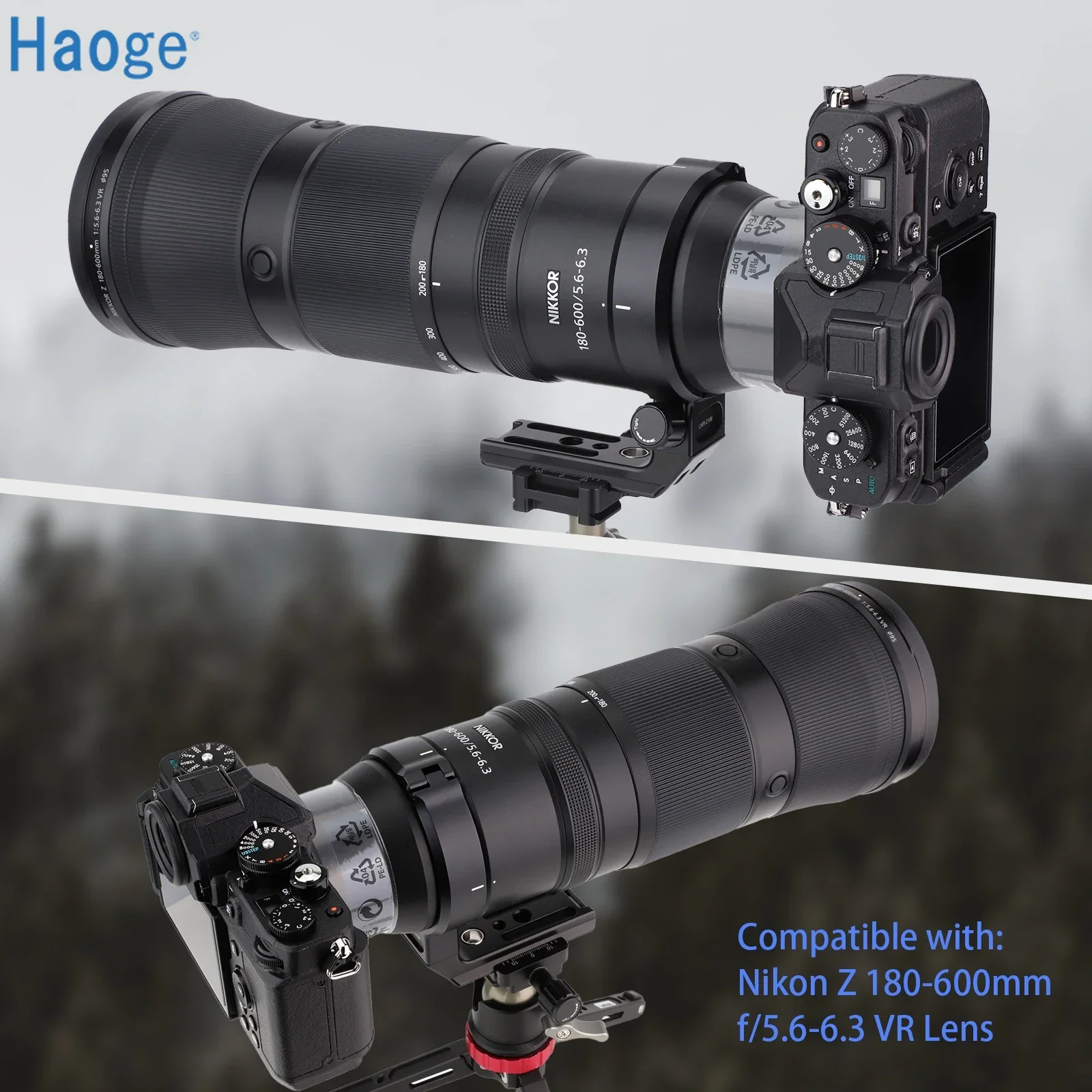 

Haoge Tripod Mount Ring for Nikon Nikkor Z 180-600mm f/5.6-6.3 VR Lens built-in Arca Type Quick Release Plate LMR-Z186