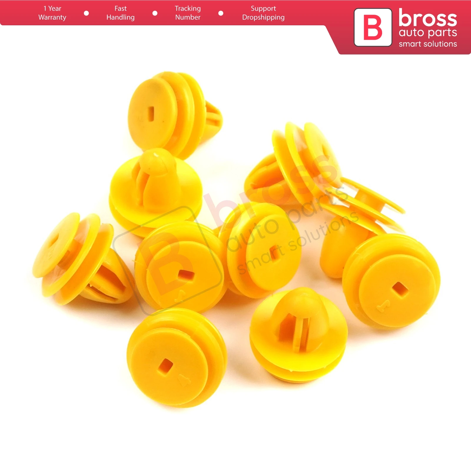 BCF5000 10 Pieces Fastener Trim Rivet Car Body Push Type Retainer Clips, Yellow for Chevrolet GM Kia Hyundai