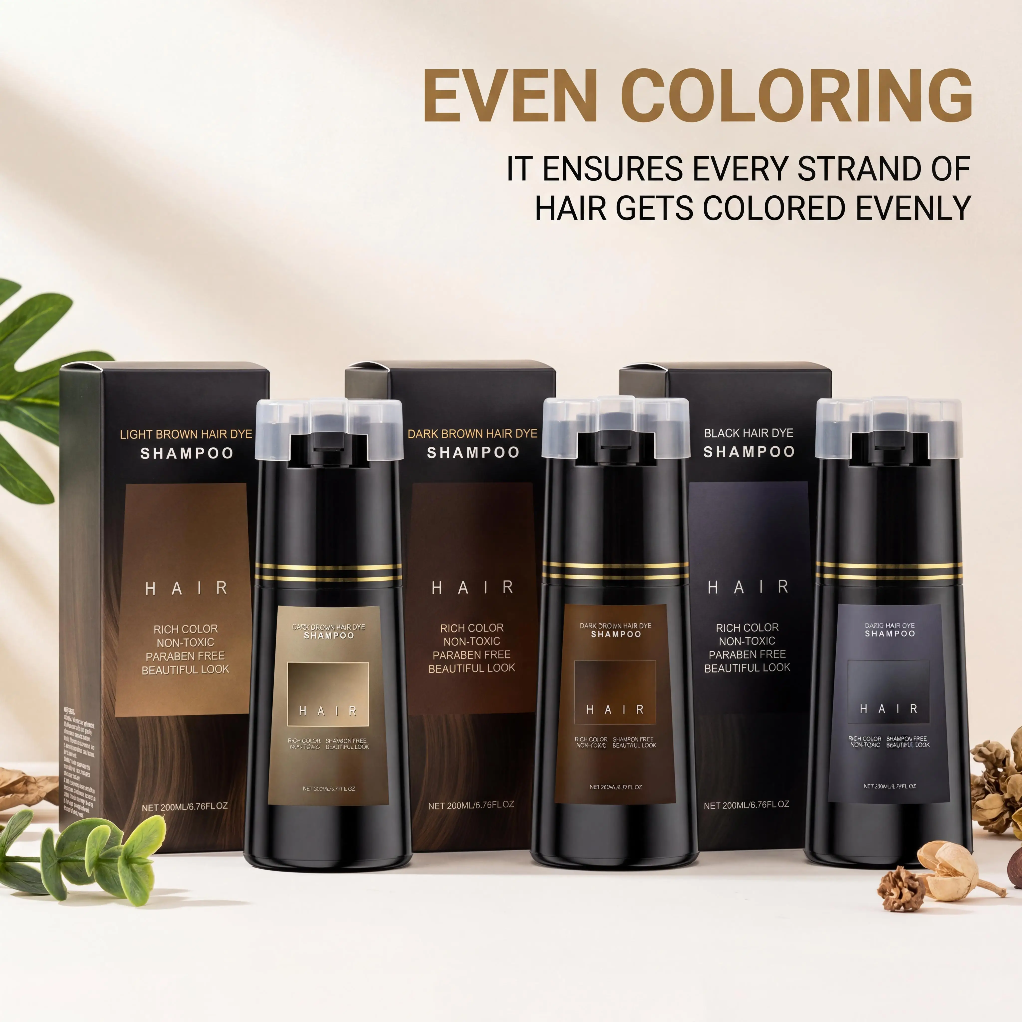 DIY Salon Hair Dye Shampoo Easy Use & Gentle Coloring Long Lasting Effect Infused Plant Extract Hair Color Shampoo For Women Men