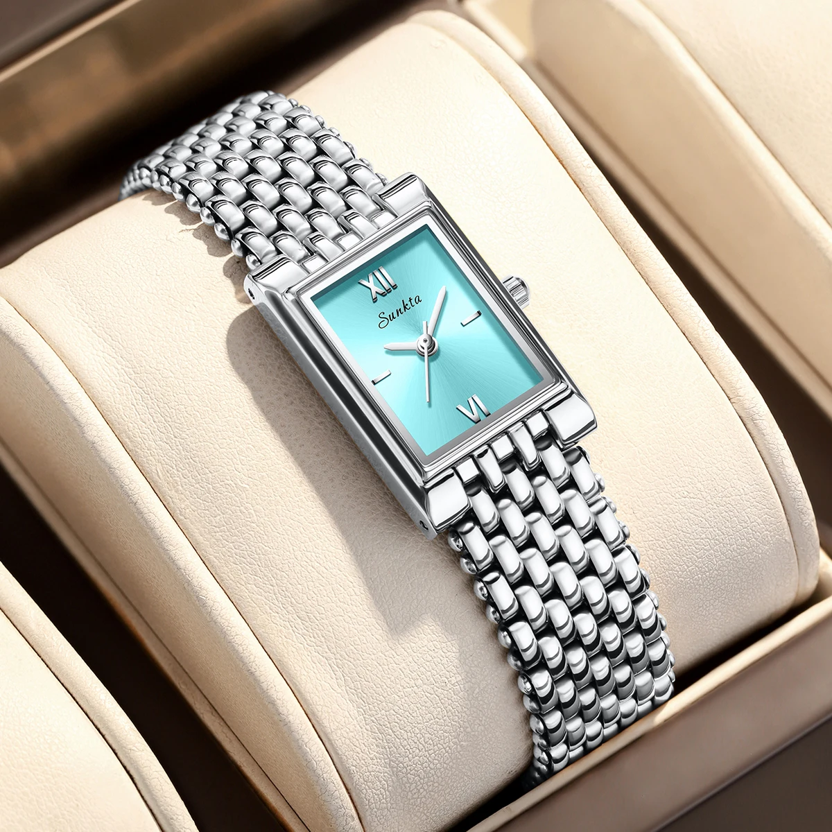 SUNKTA Ladies Quartz Wristwatches Stainless Steel Women Small Watch Luxury Casual Fashion Silver Watch for Women