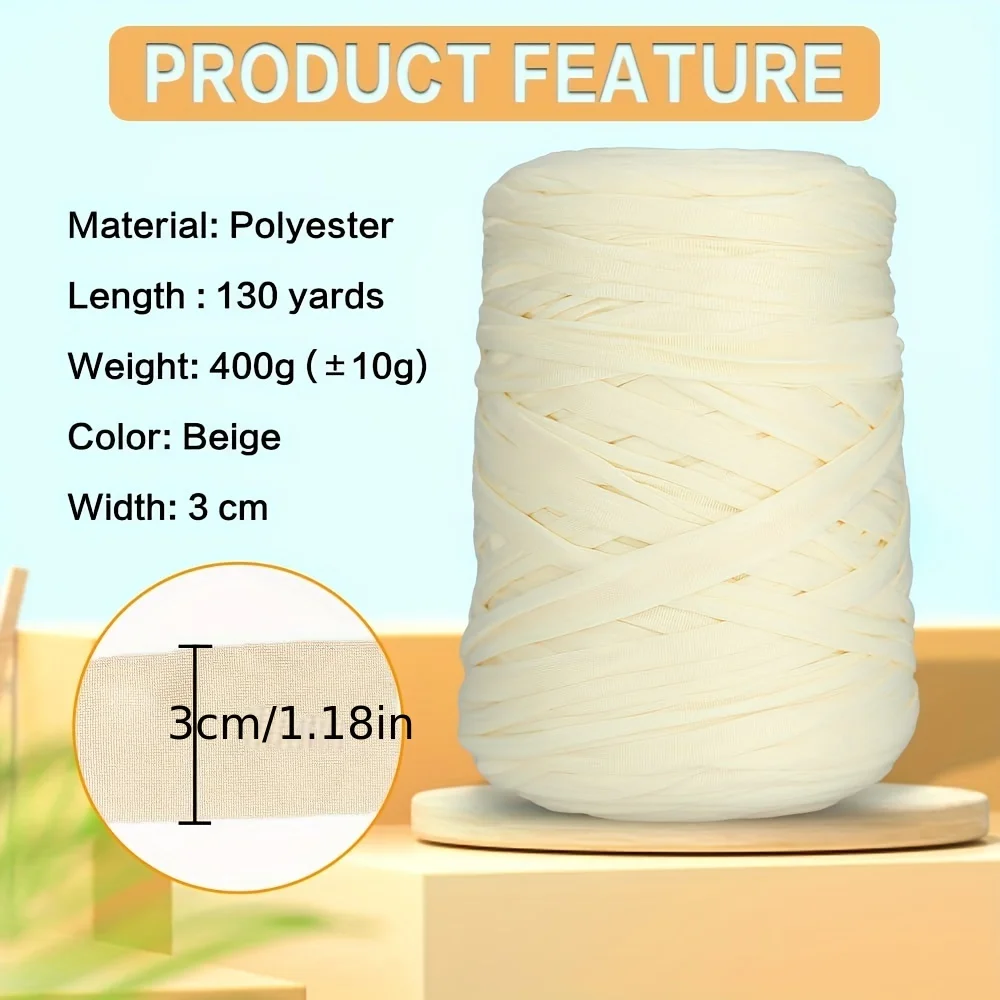 1 pc 130Yards T-Shirt Yarn Knitting Yarn Fabric Crochet Cloth Solid Color Tshirt Yarn for Crocheting Beginners DIY Hand Craft