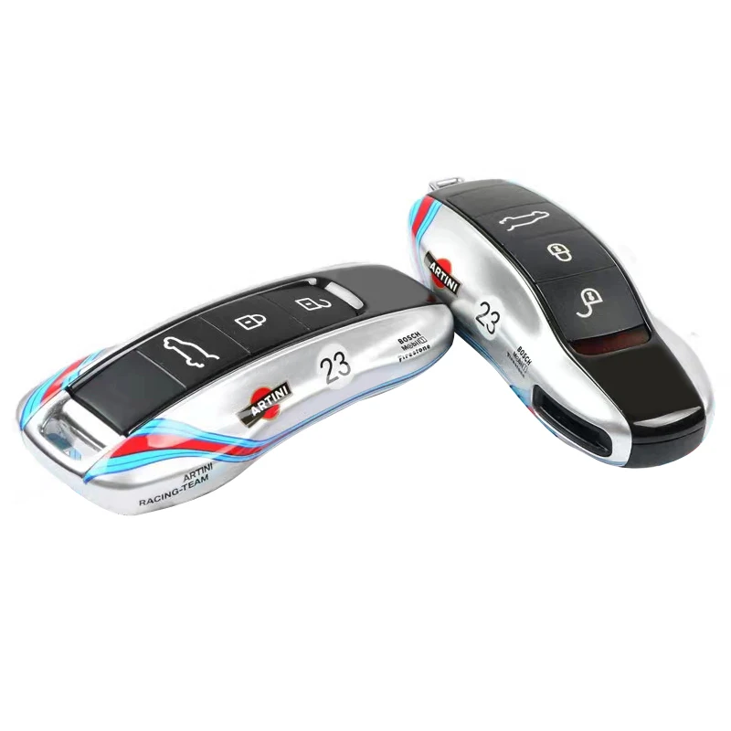 Remote Key cover Replace Fit For Porsche Cayenne Panamera Cayman Macan Boxster 971 9YA 718 911 Silver Racing Keyless Hard Case