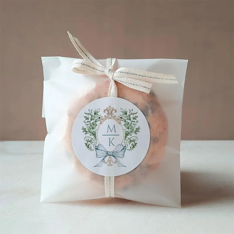 Personalized Crest Monogram Wedding Stickers Custom Kisses Labels Monogram Favor Labels Printed Stickers for Wedding Favor Gift