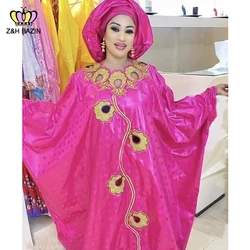 African Bazin Riche Long Dresses For Women Wedding Elegant Original Bazin Riche Dashiki Robe With Scarf Embroidery Clothing