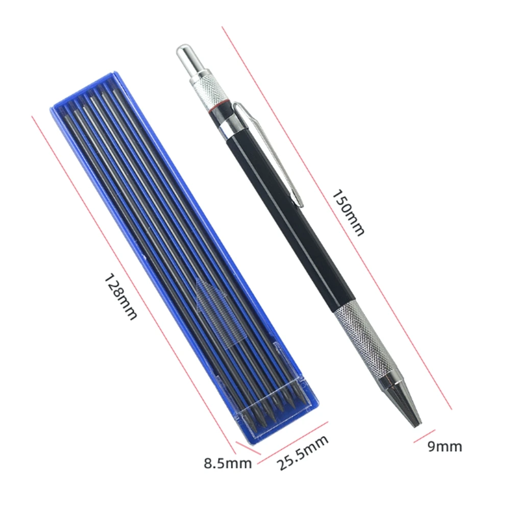 Welders Pencil with 6 Pcs 2 0mm Refills for Steel Marking Mechanical Pencil Set for Construction and Metal Work