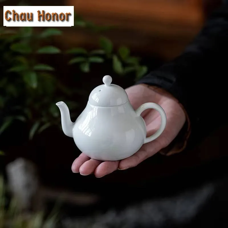 

120 мл китайский сладкий белый чайник ручной работы, элегантный маленький горшок, чайник для замачивания чая с шариковым отверстием, китайский чайный сервиз, украшения, поделки