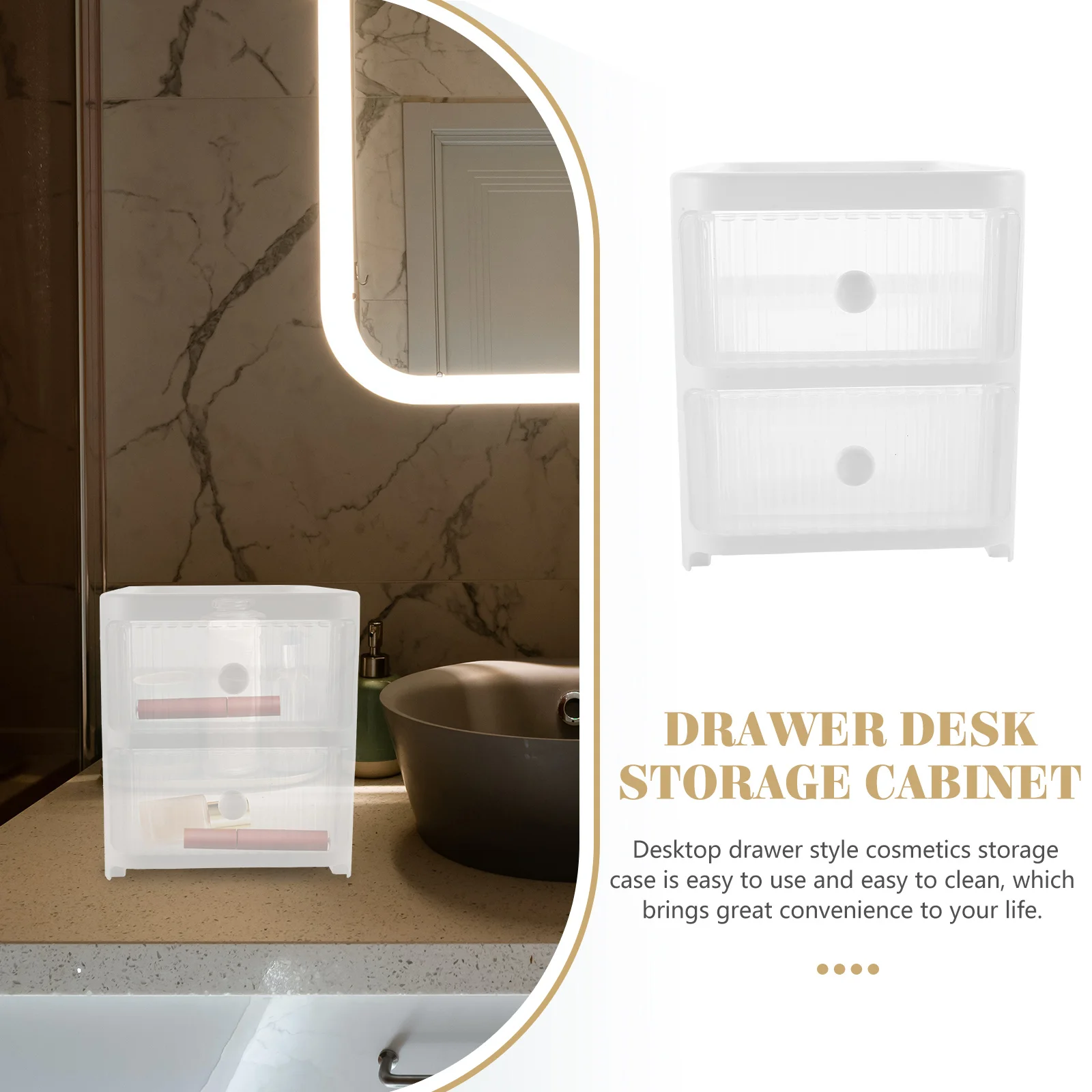 

Storage Drawer Box Vanity Organizer Office Desk Desktop Drawers White for Table Student