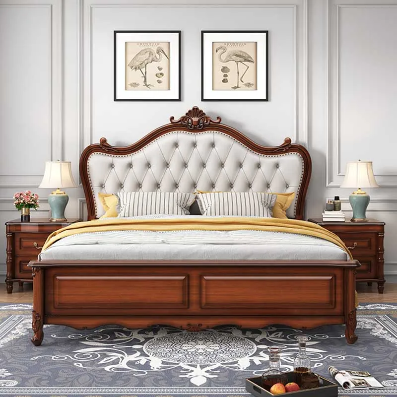 

European Luxury Double Bed Headboard Glamorous Safe Platform Twin Bed Frame Headboard Sleeping Letto Matrimoniale Furniture