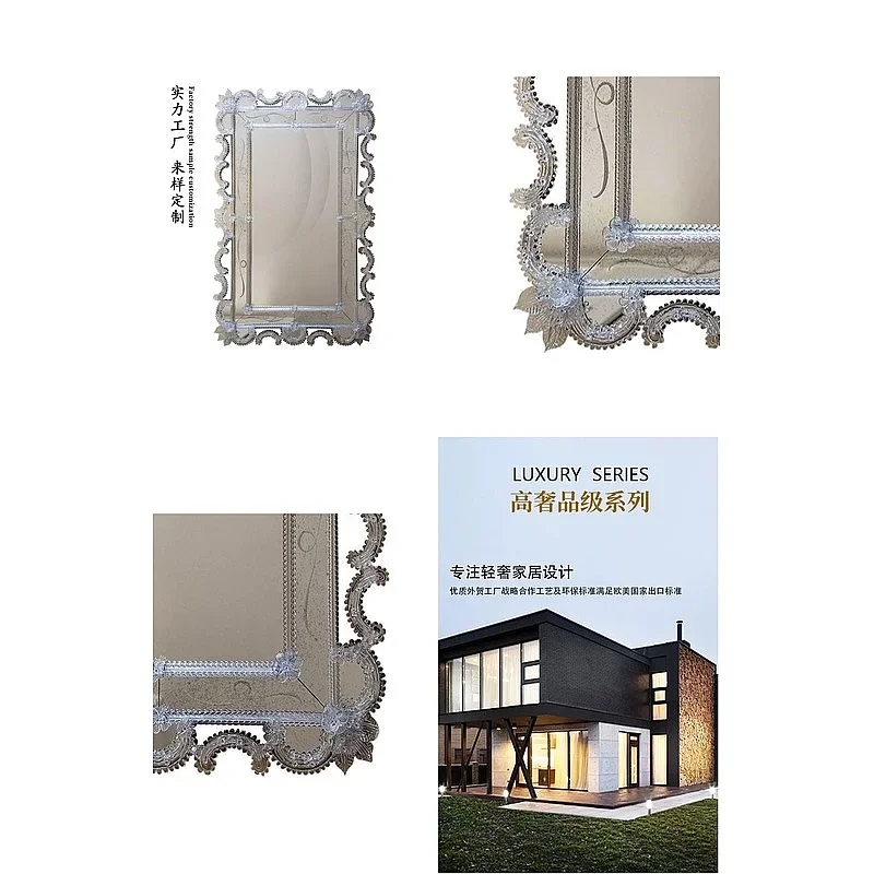 BJ Large Wall Mounted Makeup Mirror With Candle Holder, Wedding Decoration For Home, Leather Frame Vanity Mirror