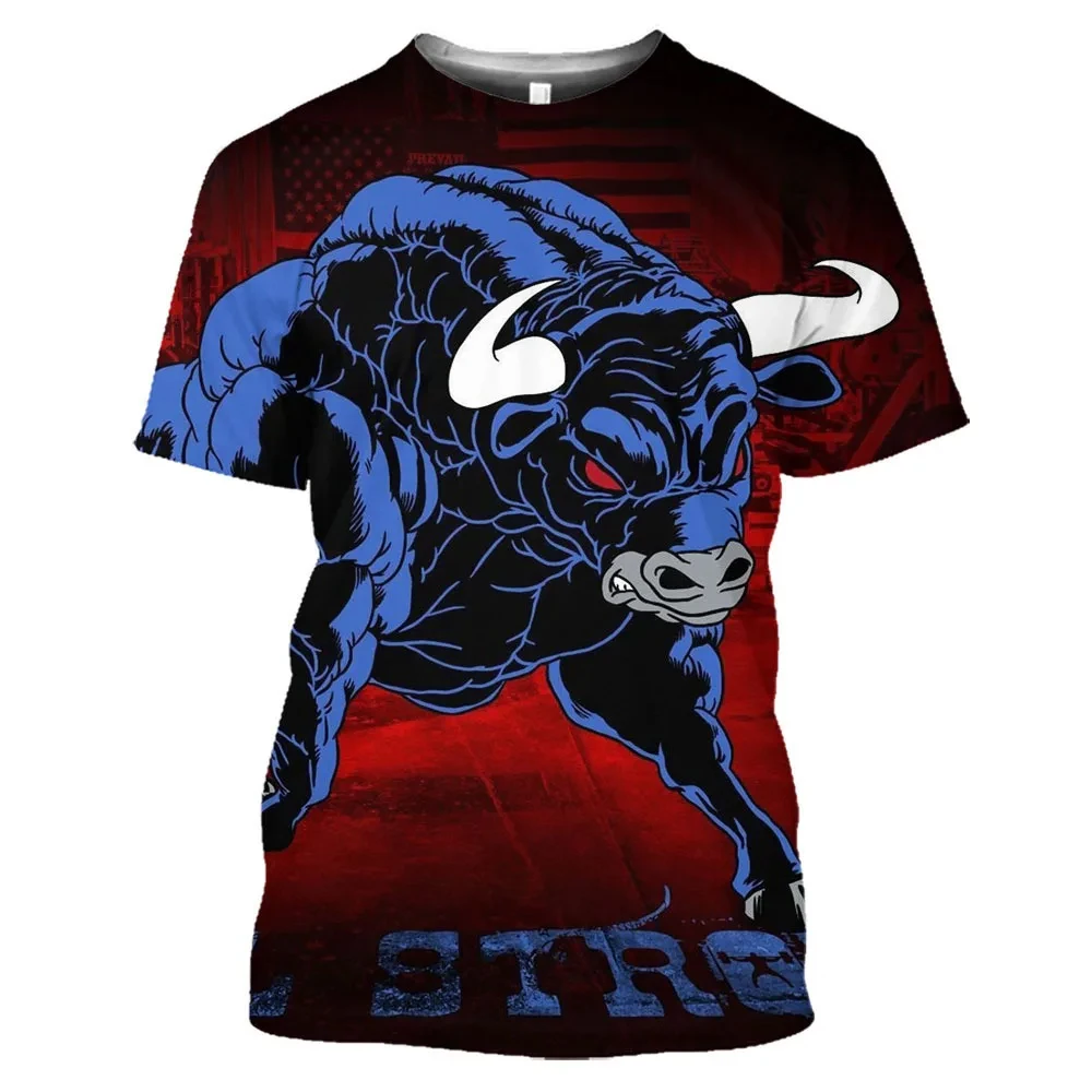 Spain Bull Shirt 3D Printed Men\'s T-shirt Short Sleeve Top Summer Men\'s T-shirt Round Neck Pullover Casual Mens Clothing