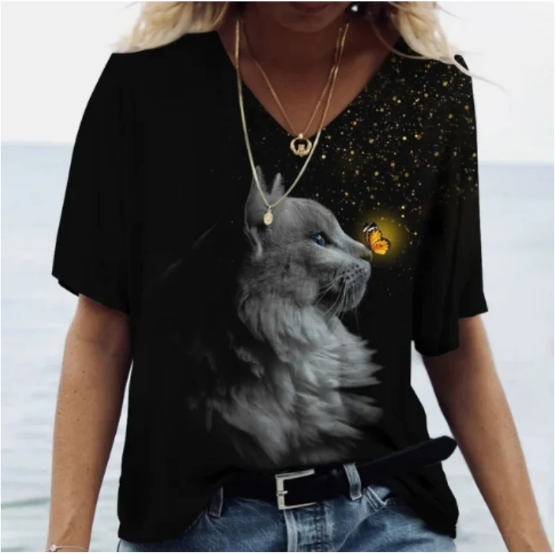 Short sleeved women's shirt with personalized street style loose and comfortable commuting style summer women's trendy T-shirt