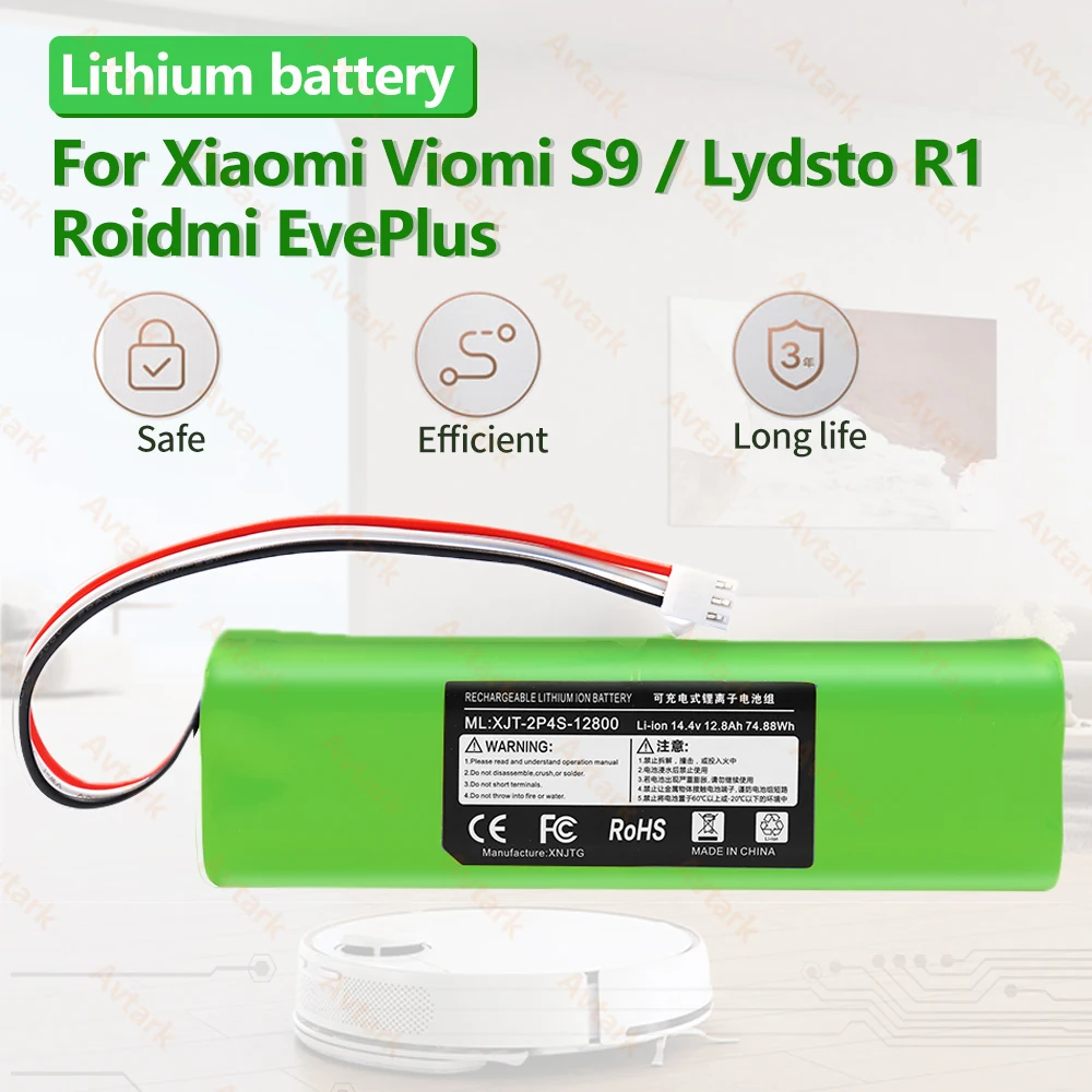 Original 12800mAh Li-ion Battery For Lydsto R1,Roidmi Eve Plus ,Proscenic M7 MAX, M7 Pro,M8 Pro,U6, Lenovo LR1 Vacuum Cleaner