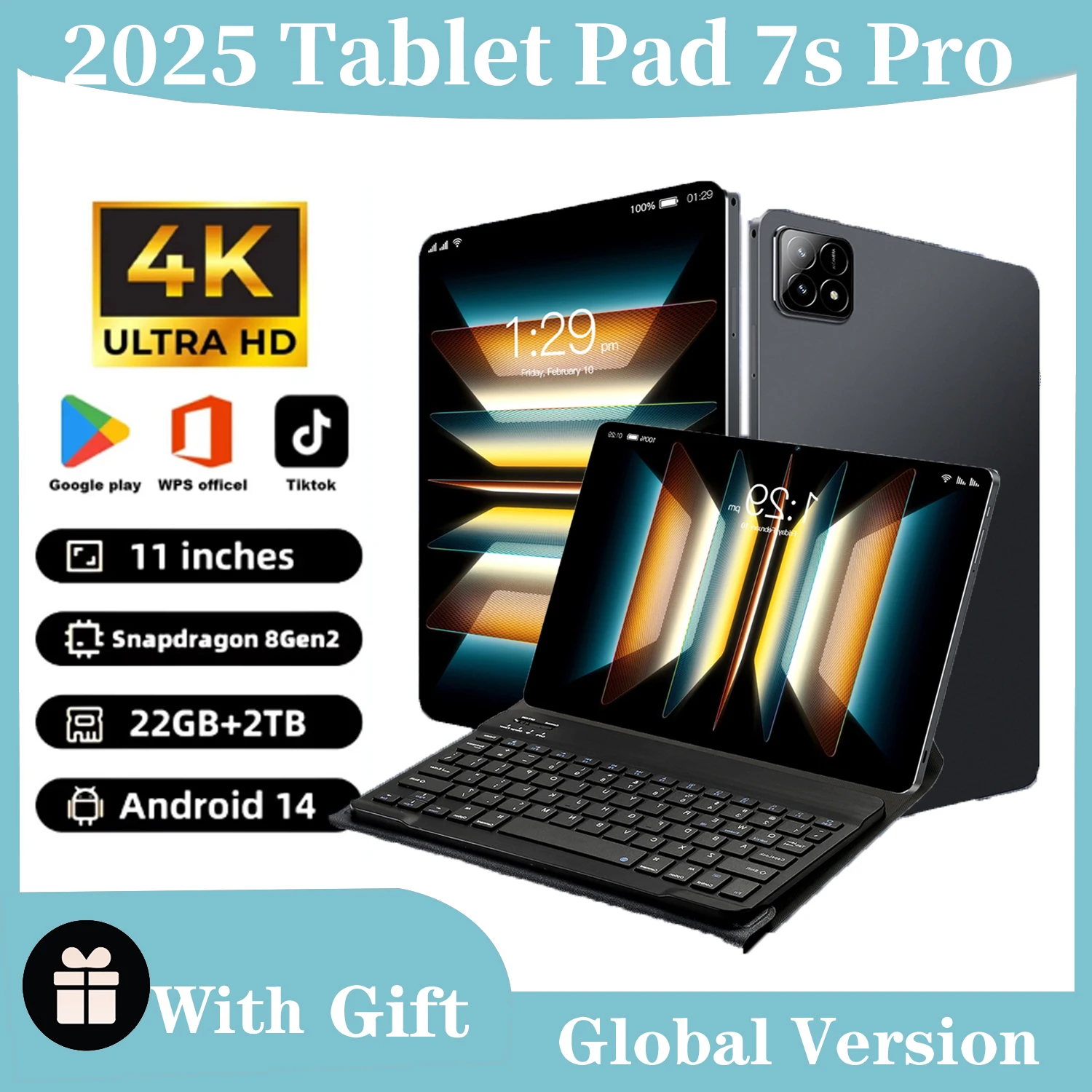 New Tablet PC Pad 7S Pro 2025 Global Edition Snapdragon 8gen2 Android 14 HD 4K 22GB + 2TB 5G Tablet With Dual SIM WIFI Tablets