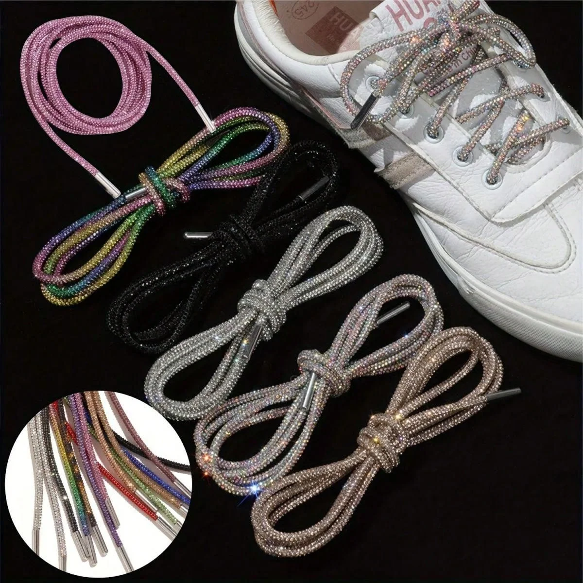 

2PCS Stylish Rhinestones Shoelaces For Sneakers, Skate Shoes, Canvas Shoes - Women & Men