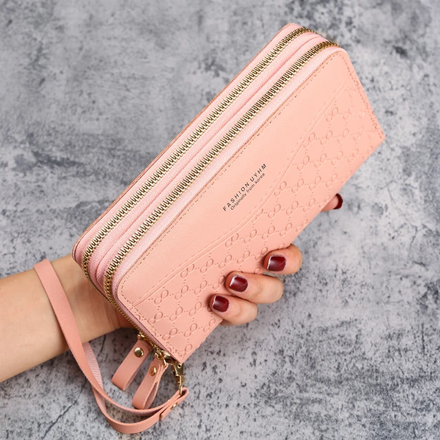 Carteras de Cuero Pu para mujer monederos largos con cremallera monedero largo monedero con cremallera AliExpress