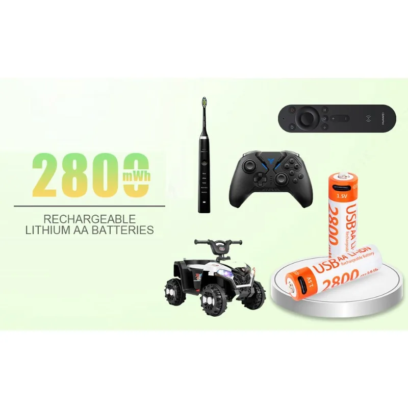 1.5 فولت 2800mWh AA بطارية ليثيوم قابلة للشحن مع كابل شحن USB-C مناسبة لألعاب قفل الباب بطارية قابلة للاستبدال #6