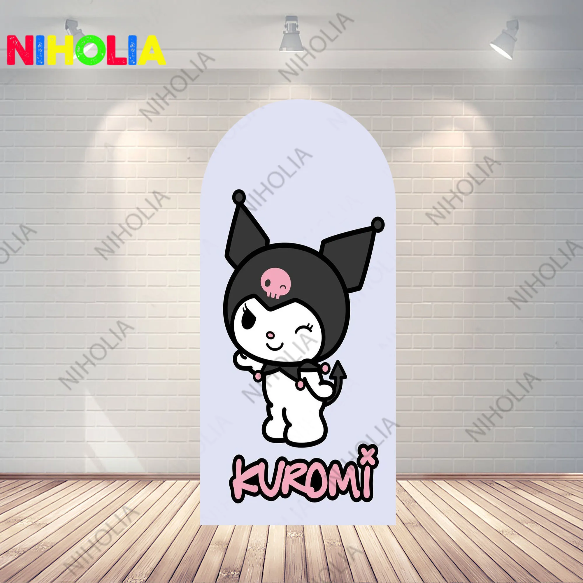 Kuromi Arch Covers Sanrio Photo Backdrop Girls Birthday Party Decoration Background Doubleside Fabric Photography Booth Props